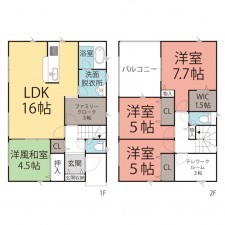 越前市矢放町、新築一戸建ての間取り画像です
