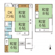越前市四郎丸町、中古一戸建ての間取り画像です