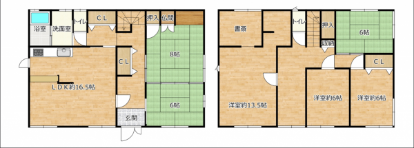 越前市宮谷町、中古一戸建ての間取り画像です