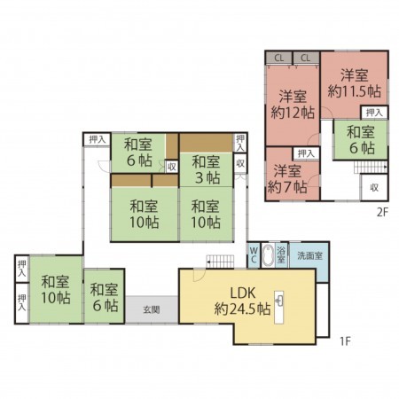 鯖江市下司町、中古一戸建ての間取り画像です