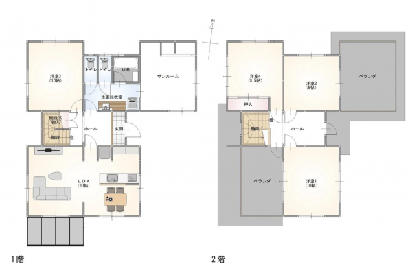 越前市粟田部町、中古一戸建ての間取り画像です