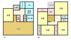 越前市野上町、中古一戸建ての間取り画像です