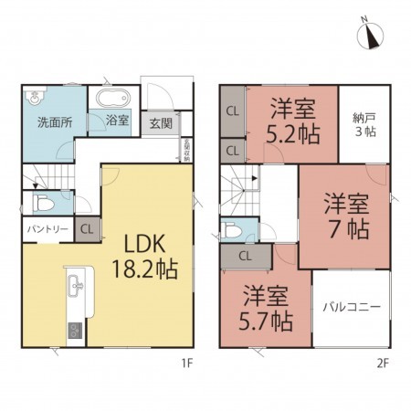 鯖江市下河端町、新築一戸建ての間取り画像です