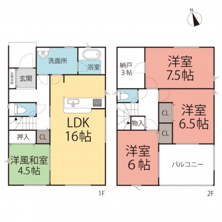 鯖江市下河端町、新築一戸建ての間取り画像です
