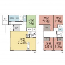 鯖江市定次町、中古一戸建ての間取り画像です