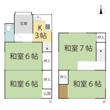 越前市高瀬、中古一戸建ての間取り画像です