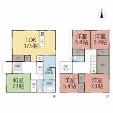 越前市北府、中古一戸建ての間取り画像です