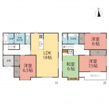 鯖江市上氏家町、中古一戸建ての間取り画像です