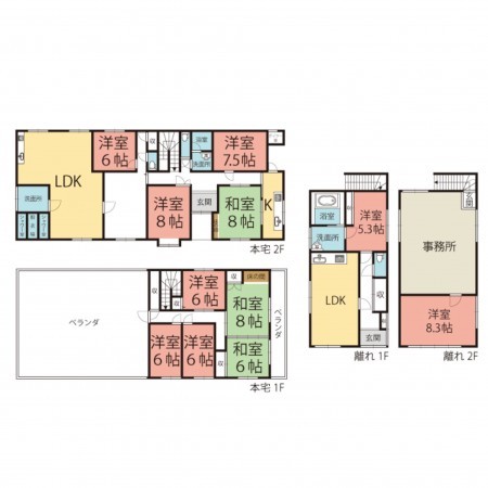 鯖江市水落町、中古一戸建ての間取り画像です