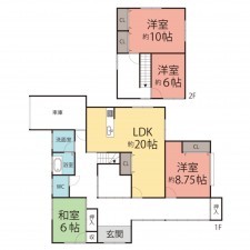 越前市四郎丸町、中古一戸建ての間取り画像です