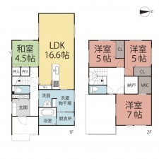 鯖江市五郎丸町、新築一戸建ての間取り画像です