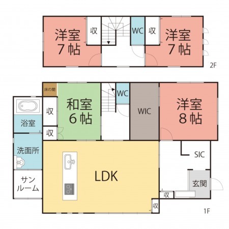鯖江市舟津町、中古一戸建ての間取り画像です