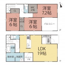 鯖江市宮前、新築一戸建ての間取り画像です