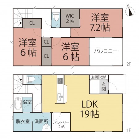 鯖江市宮前、新築一戸建ての間取り画像です