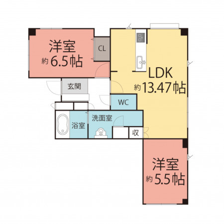 鯖江市東鯖江、マンションの間取り画像です