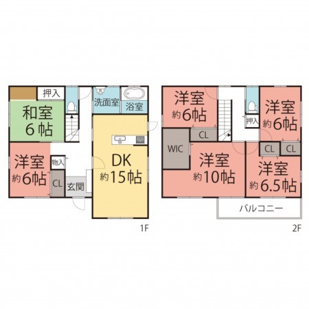 鯖江市二丁掛町、中古一戸建ての間取り画像です