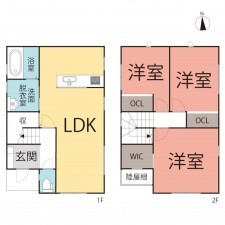 鯖江市上鯖江、中古一戸建ての間取り画像です