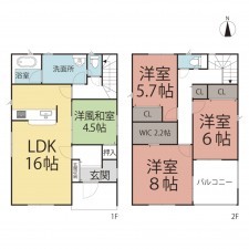 越前市稲寄町、新築一戸建ての間取り画像です