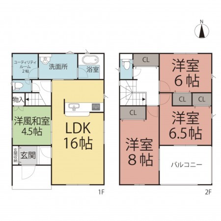 越前市稲寄町、新築一戸建ての間取り画像です