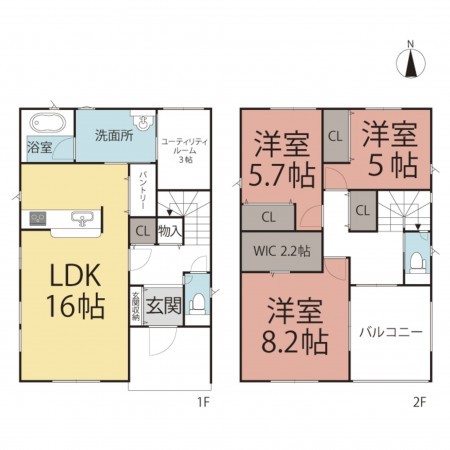 越前市稲寄町、新築一戸建ての間取り画像です