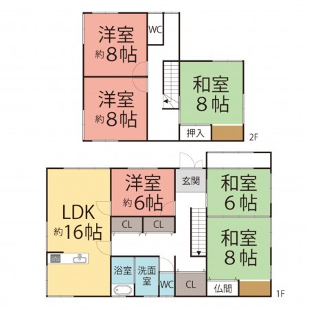 鯖江市つつじケ丘町、中古一戸建ての間取り画像です