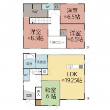 鯖江市御幸町、中古一戸建ての間取り画像です