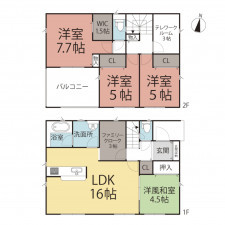 越前市高瀬、新築一戸建ての間取り画像です