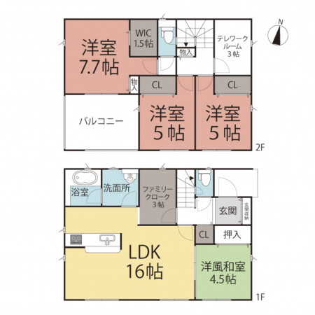 越前市高瀬、新築一戸建ての間取り画像です