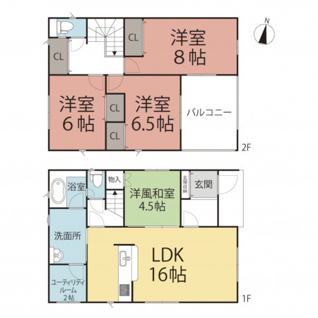 越前市高瀬、新築一戸建ての間取り画像です
