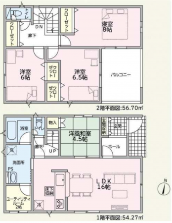 越前市高瀬、新築一戸建ての間取り画像です