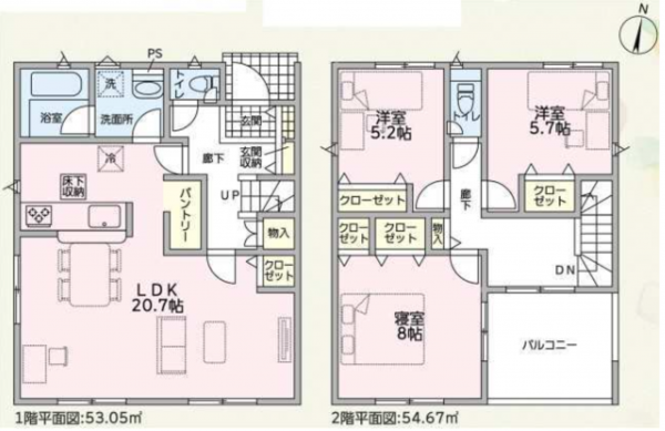 越前市高瀬、新築一戸建ての間取り画像です