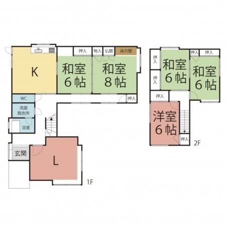 鯖江市杉本町、中古一戸建ての間取り画像です