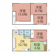 越前市大虫町、中古一戸建ての間取り画像です