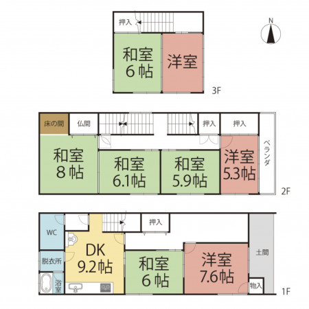 越前市天王町、中古一戸建ての間取り画像です