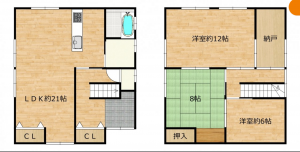 丹生郡越前町織田、中古一戸建ての間取り画像です