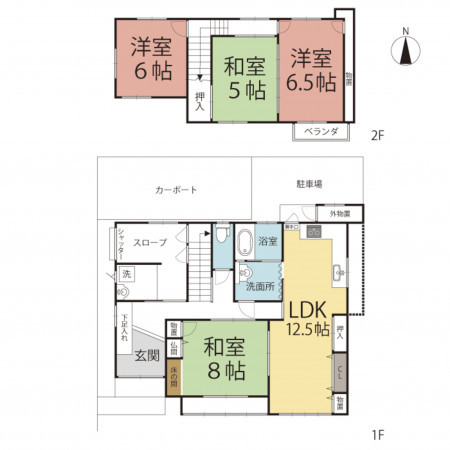 福井市新田塚、中古一戸建ての間取り画像です
