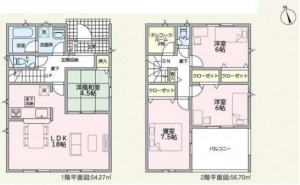 鯖江市下河端町、新築一戸建ての間取り画像です