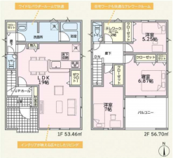 越前市稲寄町、新築一戸建ての間取り画像です