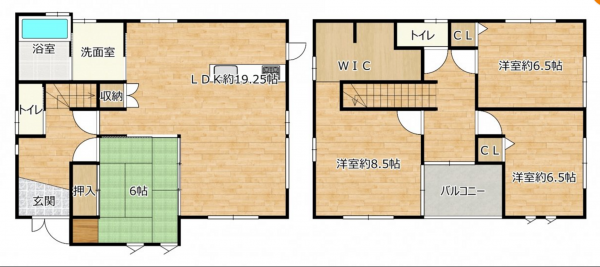 鯖江市御幸町、中古一戸建ての間取り画像です
