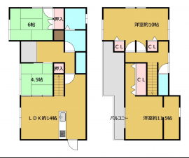 鯖江市落井町、中古一戸建ての間取り画像です