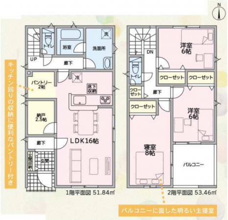 越前市妙法寺町、新築一戸建ての間取り画像です
