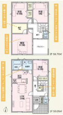 鯖江市水落町、新築一戸建ての間取り画像です