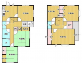 鯖江市五郎丸町、中古一戸建ての間取り画像です