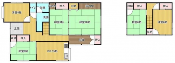 鯖江市平井町、中古一戸建ての間取り画像です