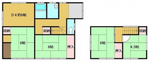 鯖江市下野田町、中古一戸建ての間取り画像です