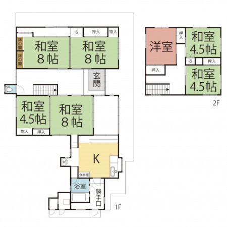 三方上中郡若狭町白屋、中古一戸建ての間取り画像です