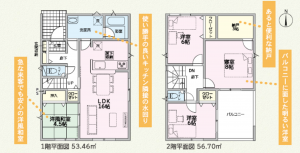 丹生郡越前町、新築一戸建ての間取り画像です