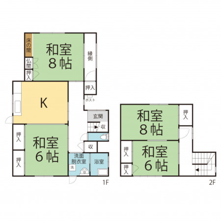 坂井市春江町、中古一戸建ての間取り画像です