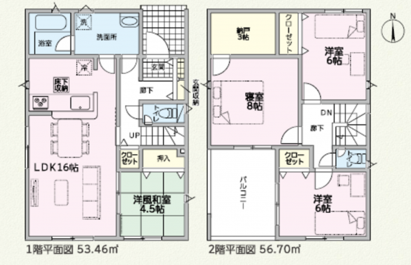 越前市平出、新築一戸建ての間取り画像です