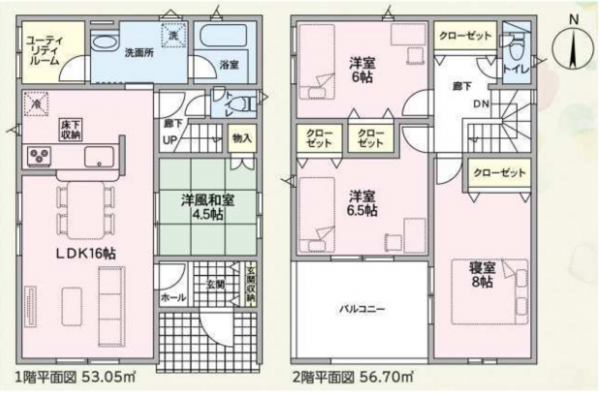 越前市矢放町、新築一戸建ての間取り画像です